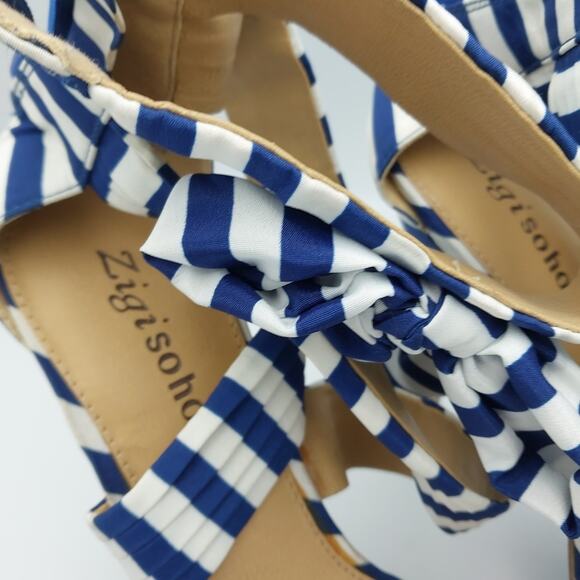Zigi soho‎ Khloe Blue White Open Toe Platform Ankle Strap High Heels Size 9 - Picture 2 of 6